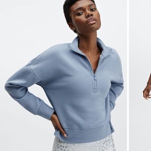 NWT Fabletics Catarina Mock Neck Zip Pullover - light blue